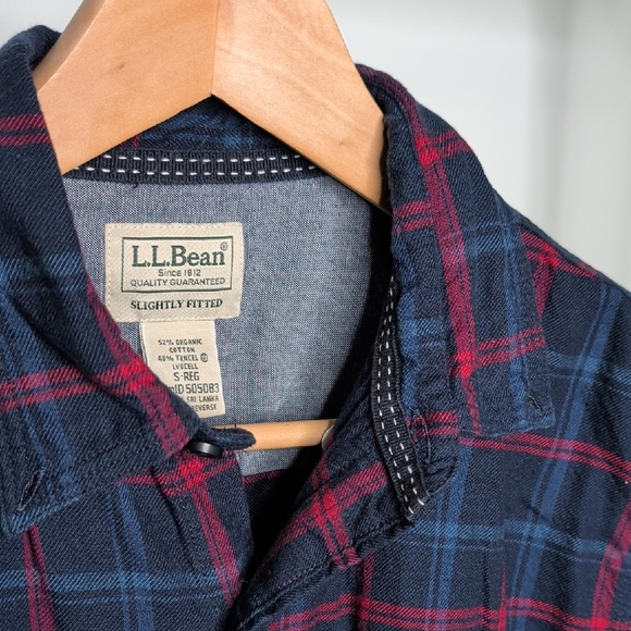 L.L. Bean Men's Red and Blue Plaid Shirt - Picture 6 of 8